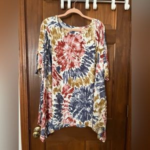 Oddy nwot 1x shirt tie dye boho